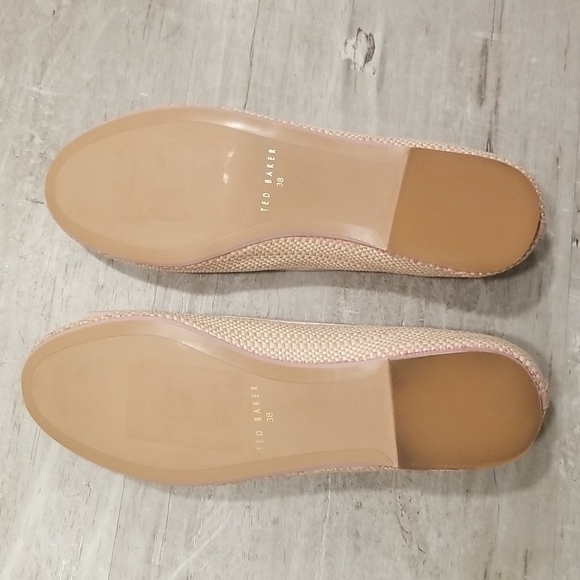 💕TED BAKER LONDON💕 Sualli Flat Raffia Pink Bow Ballet Pumps 38 New Without Box - Picture 16 of 16